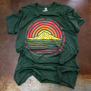 Sunset All Things Cannabis T-Shirt Forest Green